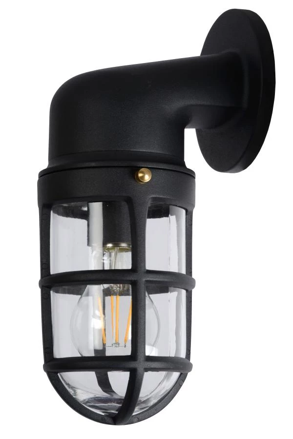 Lucide DUDLEY - Wandlamp Buiten - 1xE27 - IP44 - Zwart - uit